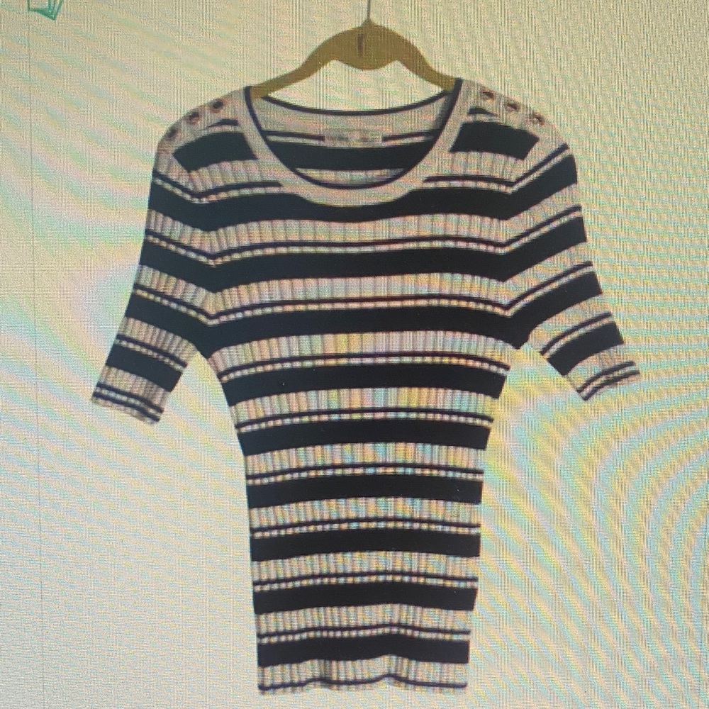 Striped Black and White Knit Women's Sweater